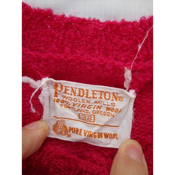 VINTAGE Pendleton Sweater 38 Virgin Wool Cardigan 60s 70s Button Down - Picture 8 of 9
